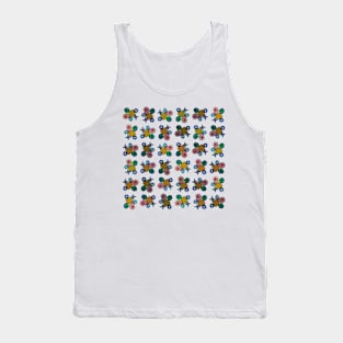 Bright Spiral Floral Cross  Pattern Tank Top